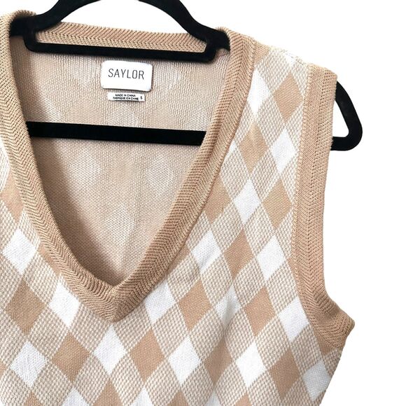 SAYLOR Knit Cropped Vest Beige Sz Small - Picture 3 of 4